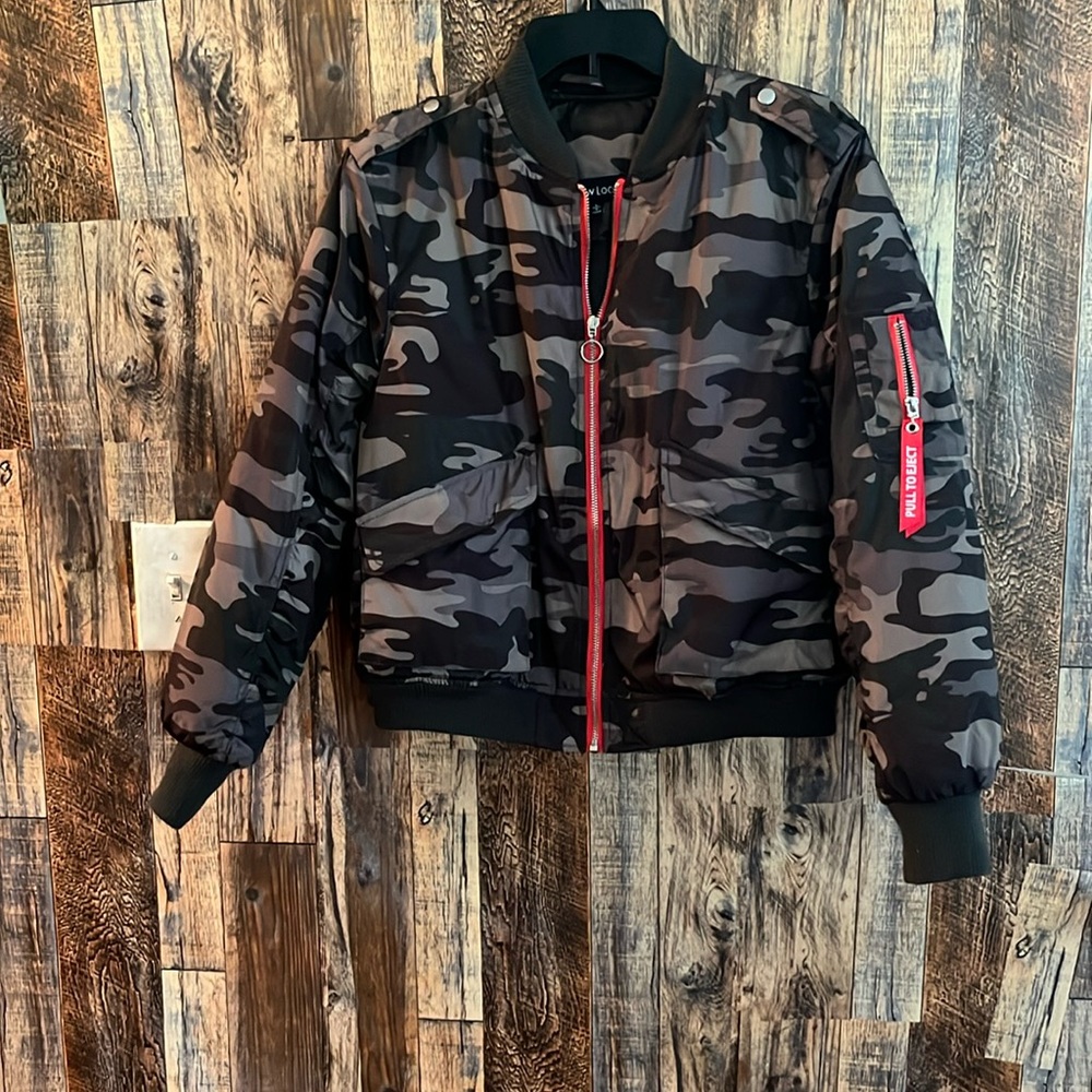 New Look kids bomber military jacket size large 22 length x 18 width